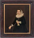 *Portrait de femme au gant by Philippus van Campen, Panneau de chêne, deux planches, renforcé, sold Apr 2021