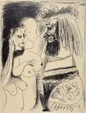 Le Vieux Roi, 6-1-59 by Pablo Picasso, Lithographie sur vélin avec la signature imprimée en bas à droite, sold Mar 2021