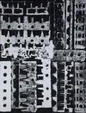 Culasses sciées by Fernandez Arman, 1970, Lithographie de couleur argent sur fond noir, sold Mar 2021