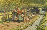 Le lavoir à Tréboul, 1909, Planche 12, série beau pays de Bretagne by Henri Riviere, Lithographie en couleurs, sold Mar 2021