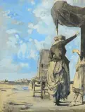 Sur la plage by Eugene Berman, 1937, Encre, lavis et gouache, sold Mar 2021