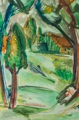 Paysage by Béla Czóbel, Aquarelle et gouache sur papier, sold Nov 2020