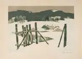 Hameau de montagne sous la neige by Pierre Bichet, Lithographie en couleurs, sold Nov 2020