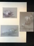 Trois études de nuages, 1994-1995 by Jean-Michel Mathieux-Marie, Mine de plomb, encre et gouache sur carton, sold Nov 2020