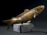 Truite by Charles Reussner, Bronze à patine dorée sur socle, sold Apr 2014