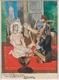 Le charitable lavement de pieds "Encore faudrait-il qu'il en ait by Alfred Courmes, 1986, Aquarelle sur papier, sold Dec 2013