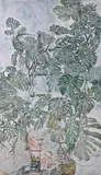 Lilette parmi les philodendrons by Sam Szafran, 1987, Aquarelle sur papier, sold Dec 2013
