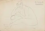 Jeune femme assise, circa 1918 by André Lhote, Crayon sur carton, sold Apr 2021