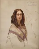 Portrait de Claire Emilie, marquise de las Marismas, vicomtesse Aguado by Charles Louis Müller, 1855, Toile Hauteur :, sold Mar 2021
