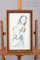 Jeune fille au chat by Léonard-Tsuguharu Foujita, 1959, Lithographie en couleurs sur papier, sold Mar 2021