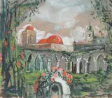 Le cloitre by Pierre Laprade, Gouache signée en bas au centre, sold Mar 2021