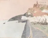 Village en bord de mer by Shigeyoshi Koyama, Aquarelle signée et datée (19), sold Mar 2021