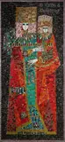 Femme à l’enfant by Maurice Calka, Panneau en carreaux de mosaïque polychrome en pâte de verre, miroir et billes Encadrement, sold Jan 2021