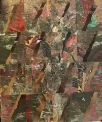 Composition dans les tons rose/gris by André-Pierre Arnal, Collage sur toile, sold Jan 2021