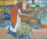 Marchands de moutons by Léon Cauvy, Gouache, plume et encre sur papier, sold Dec 2020