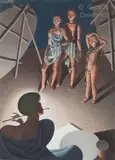 Le joueur de flûte by Jacques Azema, 1942, Gouache sur carton, sold Dec 2020