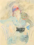 Femme assise au chapeau cloche by Kostia Terechkovitch, Aquarelle signée en bas à droite, sold Mar 2015