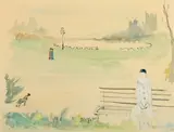 Pierrot assis sur un banc by Gabriel Dauchot, Gouache et aquarelle signée en bas au milieu, sold Mar 2015