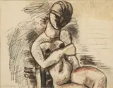 Nu assis by Marcel Gromaire, Encre et aquarelle signée et datée, sold Mar 2015