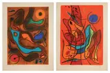 Compositions fond rouge ou brun,1969. Trois sujets. Dim.: environ 62×44cm by Gustave Singier, Lithographie en couleurs, sold Mar 2015