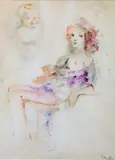 Jeune femme peintre by Léonor Fini, Aquarelle signée en bas à droite, sold Mar 2015
