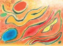 Composition by Gustave Singier, 1969, Aquarelle signée et datée en haut à gauche, sold Mar 2015