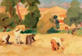 Les moissons by Jules-Émile Zingg, Toile signée en bas à gauche, sold Mar 2015