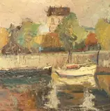 Barques au port by Gabriel Dauchot, Toile signée en bas à droite, sold Mar 2015