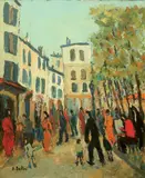 Montmartre by Emmanuel Bellini, Toile signée en bas à gauche, contresignée et située au dos, sold Mar 2015