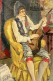 Comedia dell'arte by Gabriel Dauchot, Toile signée en bas à gauche, sold Mar 2015