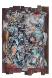 Défense d'afficher by Mira Naceri, 2009, Collage de papiers lacerés et acrylique sur toile signée en bas à droite, contresignée, sold Oct 2014