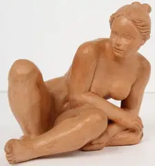 Femme assise by Paris Conrad, Épreuve en terre cuite signée au dos, sold Sep 2024