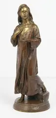 Jésus devant les docteurs by Raoul Larche, Épreuve en bronze à patine doré et nuancée brune, sold Sep 2024