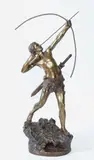 L'archer by Émile Grégoire, Epreuve en bronze à patine brun vert nuancé, sold Sep 2024