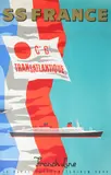SS France by Jean Jacquelin, Affiche lithographiée pour la Compagnie Générale Transatlantique, Publicité Hubert BAILLE, sold Jul 2024
