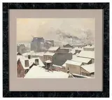 Les toits enneigés by Marcel Rieder, Aquarelle Tampon 'Marcel Rieder' en bas à droite, sold Jun 2024