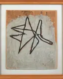 Composition by Georges Braque, 1956, Gouache blanche sur papier journal, sold Dec 2014