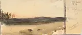En revenant de Montmartre, effet de couchant by Paul Huet, Aquarelle, sold Nov 2014