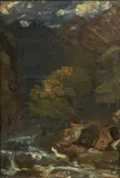 Le torrent alpin by Paul Huet, Toile marouflée sur panneau, sold Nov 2014