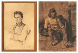 Portrait d'un jeune homme by Paul Huet, Crayon noir et lavis brun, sold Nov 2014