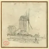 Un moulin de Montmartre by Paul Huet, Crayon noir, sold Nov 2014