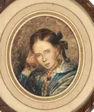Portrait de Céleste Richomme by Paul Huet, Aquarelle et gouache ovale, sold Nov 2014