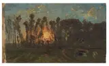 La forêt au crépuscule by Paul Huet, Toile sans châssis, sold Nov 2014