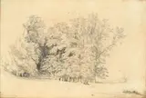 Etude d'arbres à Saint Cloud by Paul Huet, Crayon noir, sold Nov 2014