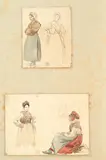 Figures de femmes au Tréport by Paul Huet, Aquarelle sur traits de crayon noir, sold Nov 2014