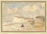 Falaise et nuages ensoleillés by Paul Huet, Aquarelle, sold Nov 2014