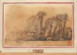 Lisière d'ormes by Paul Huet, Crayon noir sur papier beige, sold Nov 2014