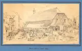 Marché à Honfleur by Paul Huet, Crayon noir, sold Nov 2014