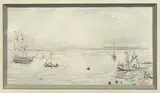 Honfleur, sortie de barques by Paul Huet, Crayon noir, sold Nov 2014
