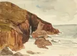 Grotte du Chant de la mer, Land's end by Paul Huet, Aquarelle sur traits de crayon noir, sold Nov 2014